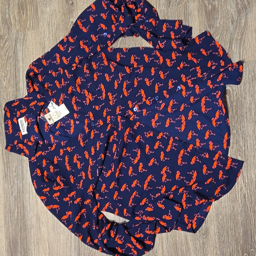 NWT Express Portofino Flamingo print button front shirt XS